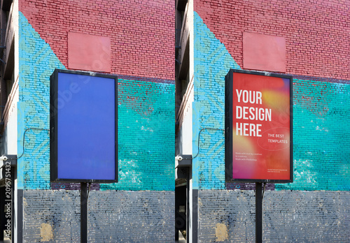 Mockup Of Customizable Sign By Brick Building
