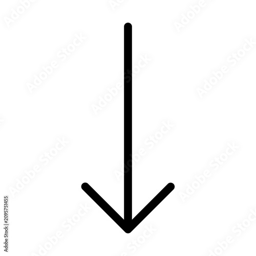 Arrow Long Down Direction Scroll Outline Icon Vector