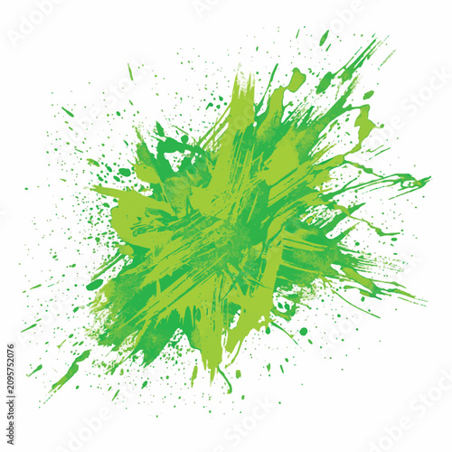 Foto Explosion of bright neon green paint splatters, energetic burst, abstract backgr