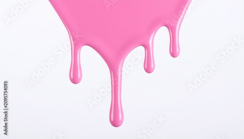 Pink nail polish dripping creating glossy cosmetic paint effect fashion