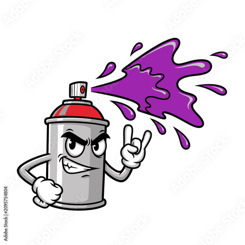 Graffiti Spray Can Character with Purple Paint Splash 2.