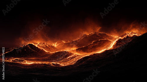 Dramatic Sunset Over Majestic Mountain Landscape with Colorful Clouds and Golden Evening Sky