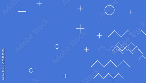 Minimalist blue background with white geometric line symbols