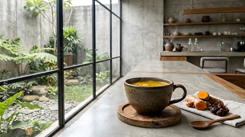 Modern kitchen counter with fresh fruit bowl.