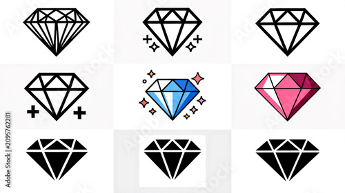 A colorful illustration of various diamond shapes and symbols