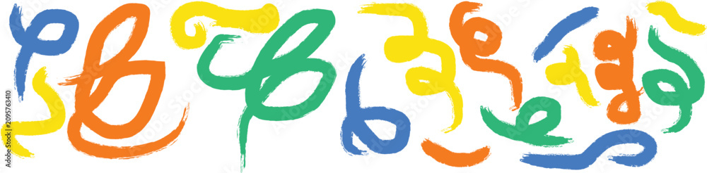 Obraz premium Collection of hand drawn colorful scribbles on white background with scribble