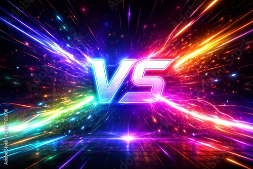 Versus Competition Battle Neon Abstract Energy Lighting Cyberpunk Dynamic Electric Background Gaming Contrast Speed Motion