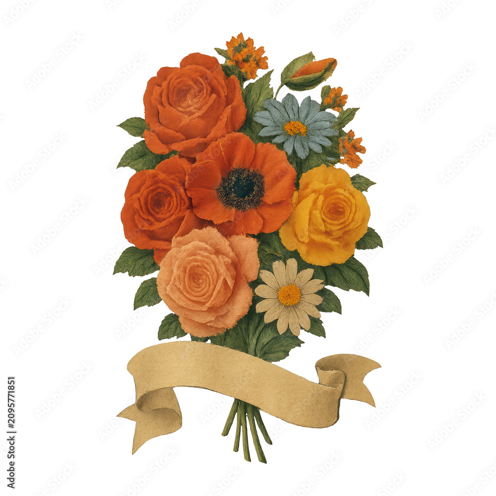 Obraz premium PNG Vintage floral bouquet illustration