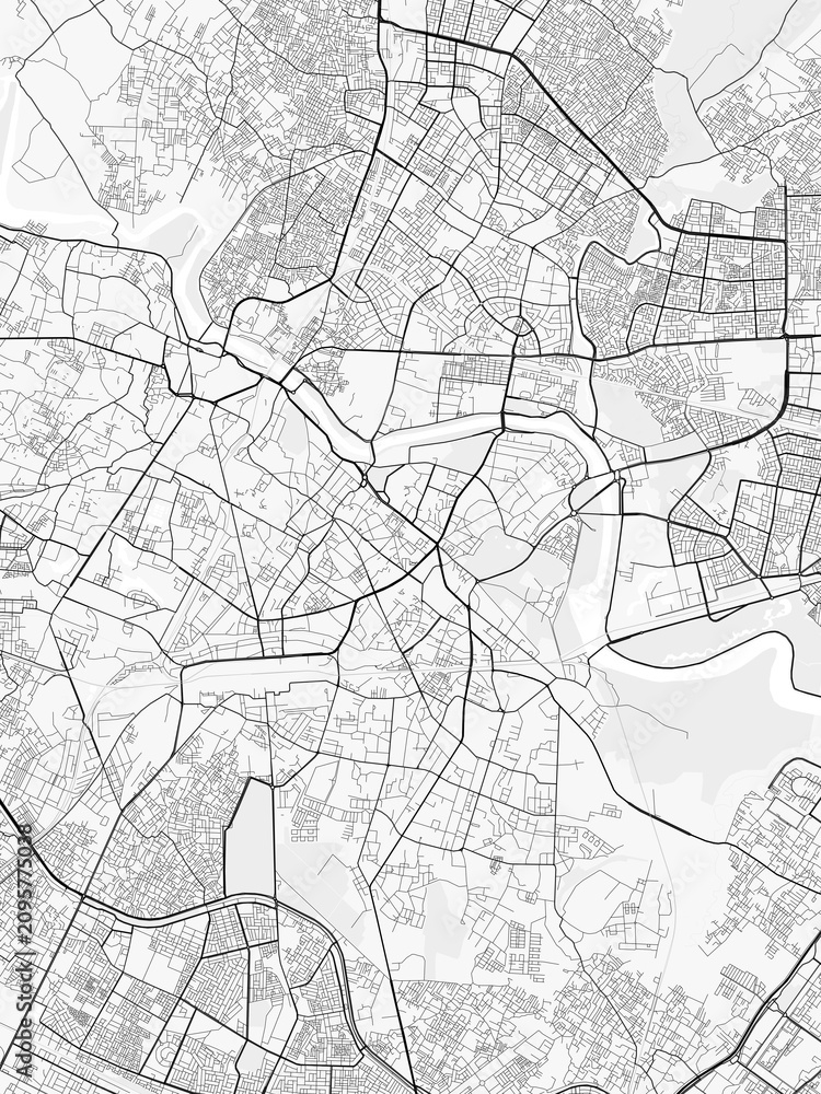 Obraz premium Lucknow Town City Map. Minimalist black and white line art poster for printing, wallpaper, wall art, and map resources for home and office decor