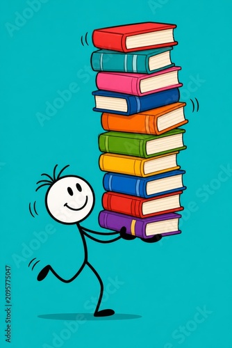 Learning Concept Stick Figure Carrying Books
