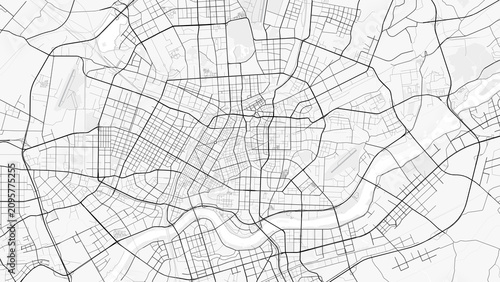 Shenyang City Map. Minimalist black and white line art poster for printing, wallpaper, wall art, and map resources for home and office decor