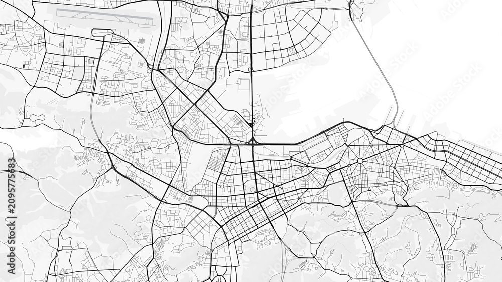 Obraz premium Dalian City Map. Minimalist black and white line art poster for printing, wallpaper, wall art, and map resources for home and office decor