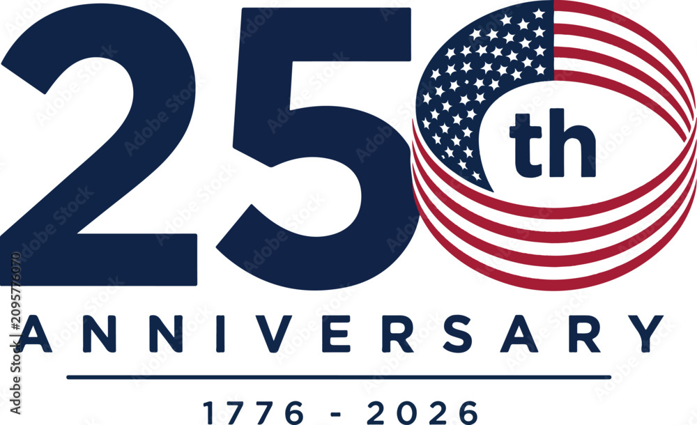 Obraz premium American 250th anniversary emblem, patriotic 1776 to 2026 celebration logo vector artwork for commemorative events and branding materials today