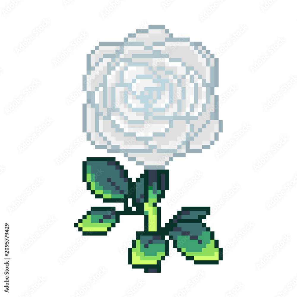 Obraz premium white rose pixel art