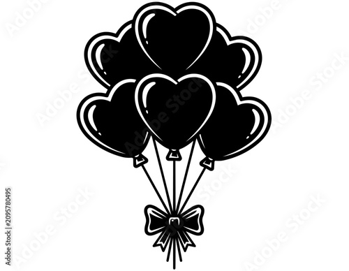 HEART SHAPE BALLOONS WITH BOW SILHOUETTE