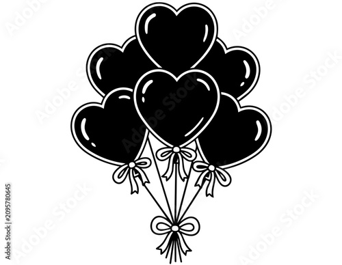 HEART SHAPE BALLOONS WITH BOW SILHOUETTE