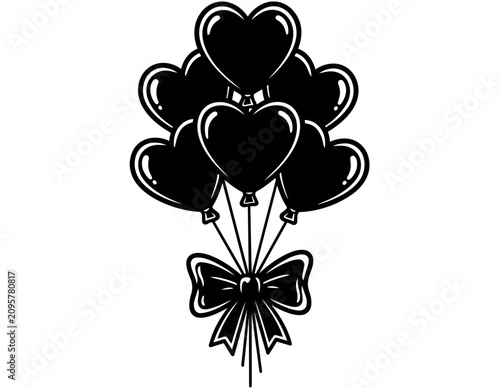 HEART SHAPE BALLOONS WITH BOW SILHOUETTE