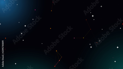 Photos Cosmic constellation design, abstract glowing stars connected by lines in deep s