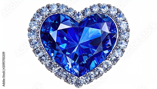 Shimmering Deep Blue Heart Gemstone Surrounded by Clear Crystals