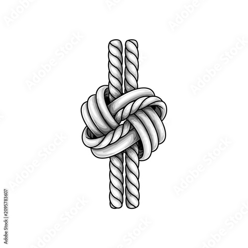 Interlocking nautical rope knot icon isolated on white