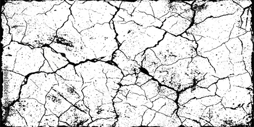 Cracked earth texture, symbolizing drought and environmental distress, showcases a pattern of deep fissures across a parched surface.