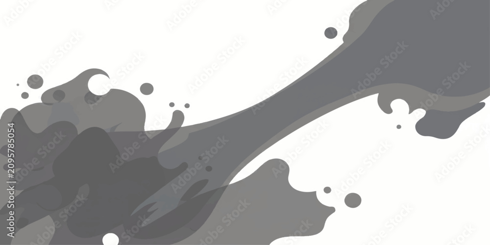 Obraz premium A dynamic splash of dark grey liquid flows across a clean white background, creating an abstract visual that evokes movement and fluidity.