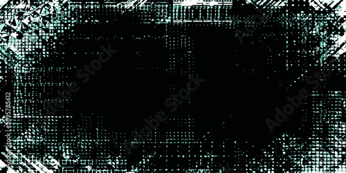 Abstract digital glitch art with fragmented lines and pixelated patterns creating a chaotic and futuristic visual effect, representing data corruption or technological breakdown.