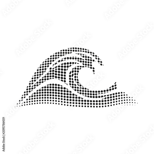 Minimalist halftone ocean wave icon on white background