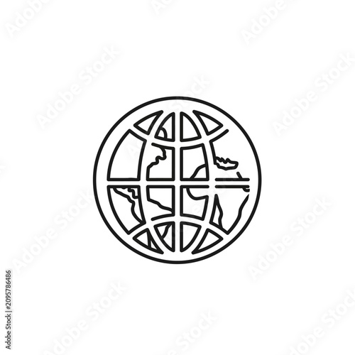 Minimalist hand drawn globe icon on white background