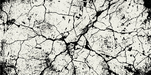 Принти на полотні Dry cracked earth texture in abstract black and white, emphasizing the severe drought and arid environmental conditions