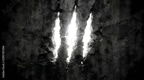 Spooky happy halloween cracked wall dramatic lighting for horror themes and eerie festive decorations