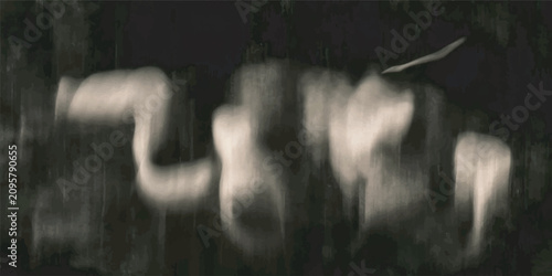 Fotografía Motion Blurred Abstract Human Silhouettes with Haunting Dark Mood