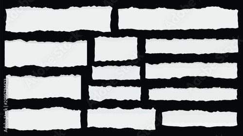 Schilderij op canvas Torn paper edges set with ragged borders and grunge texture vector