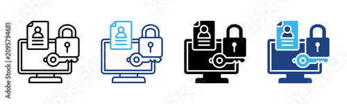 Authentication icon set multiple style collection