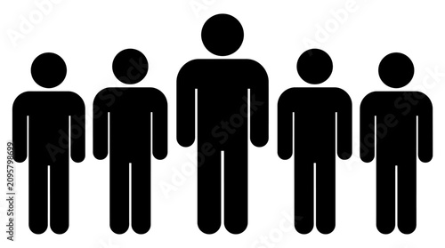 A Group of Human Figures Featuring One Central Tall Person Icon Illustration