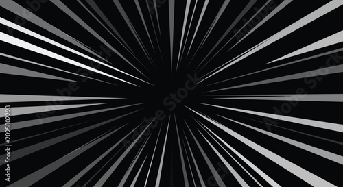Fotografía Abstract Black and White Radial Speed Lines Background: Dynamic Comic Zoom and M