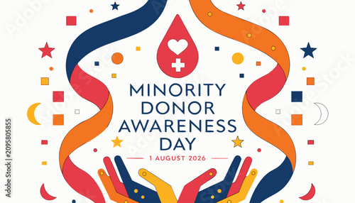 Konstfotografi Colorful graphic design celebrating national minority donor awareness day in aug