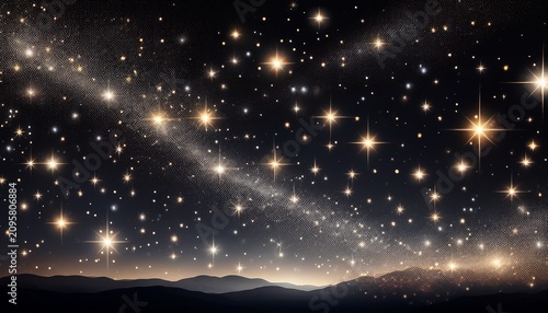 Starry Night Overlay On A Transparent Background With Glittering White Particles And Glowing Stars
