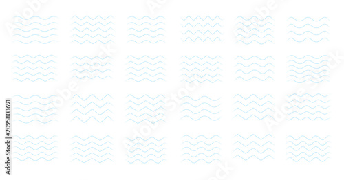Canvastavla Transparent PNG set of blue wavy zigzag lines and wave patterns with smooth curv