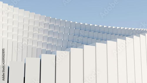 Obraz na płótnie Abstract 3D architectural render of repeating white geometric blocks forming a m