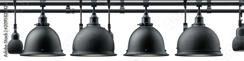 Black track lighting with dome shades and black fixture