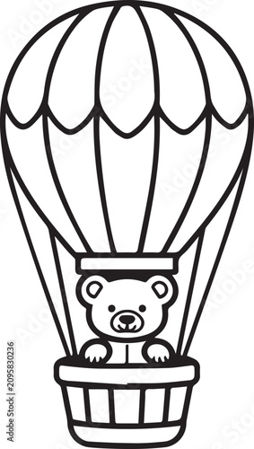 фотографія A whimsical illustration features a cute teddy bear embarking on an adventure in a hot air balloon, ready to explore the world from above
