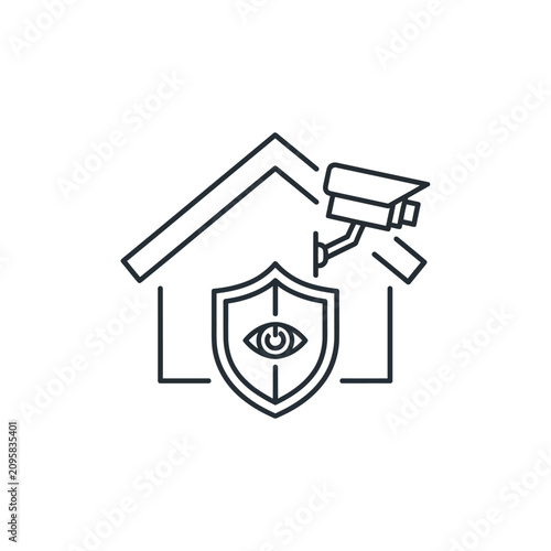 Home security surveillance system with camera and eye shield.