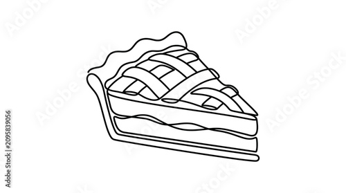 Foto Slice of Pie Line Art Illustration - Simple Dessert Drawing
