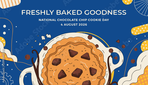 Foto Delicious chocolate chip cookie illustration celebrating national food holiday e
