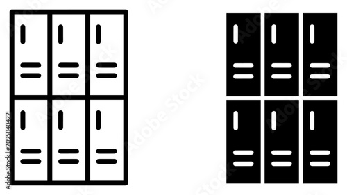 locker icon outline filled set
