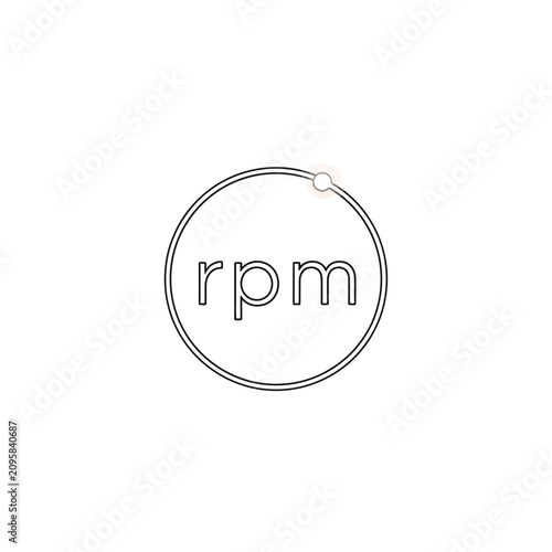 Minimalist rpm text icon inside circular border on white background