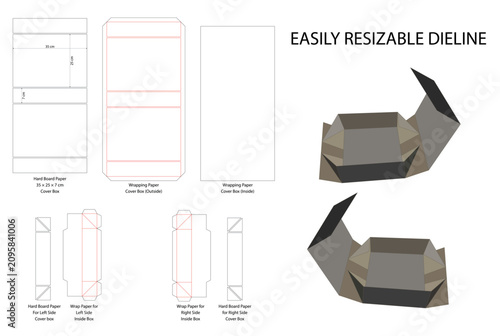 Canvastavla Collapsible Foldable Rigid Box Dieline with 3D Mockup Editable Resizable Vector
