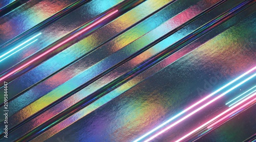 Vibrant neon light streaks abstract background.