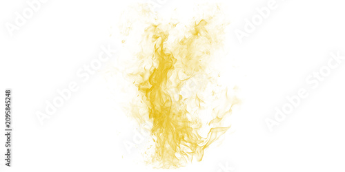 Quadro su tela Vibrant yellow smoke or fog isolated on transparent background with abstract swi